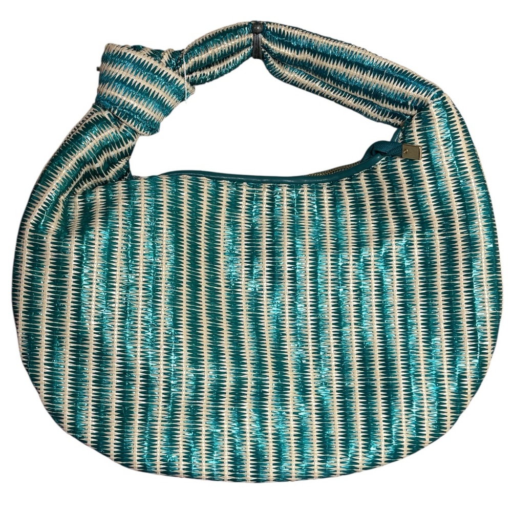 NWT Melie Bianco Anthropologie Brigitte Striped Raffia Large Beachy Bag Summer - Picture 5 of 15